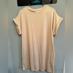 SHEIN Cream Short Sleeve Tee Dress with pockets